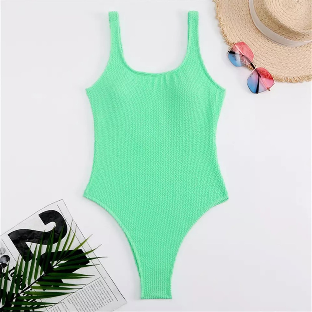 Neon Green One Piece Swimsuit - Picture 2 of 4